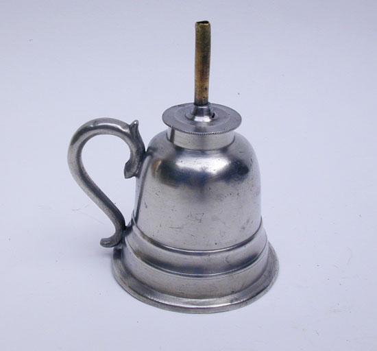 A Small Bell Shaped Pewter Sparking Lamp