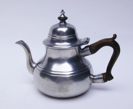 An Export Pear Form Pewter Teapot by John Townsend