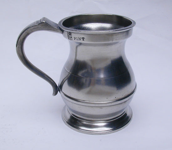 A Pint Domestic English Bellied Pewter Measure