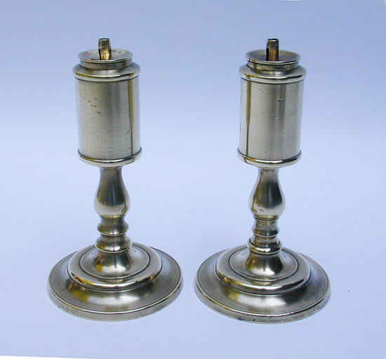 A Pair of Cast Brass Cylindrical Font Sparking Lamps