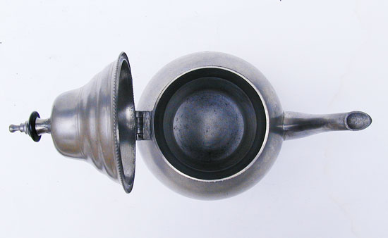An Extended Base Pear Form Pewter Teapot by Timothy Boardman & Company