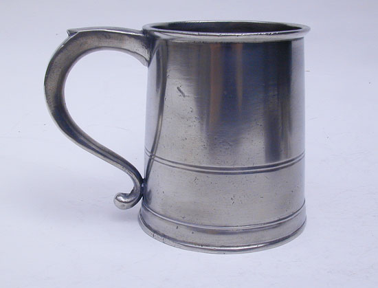 A Quart Squat Pewter Mug by Timothy Boardman & Co