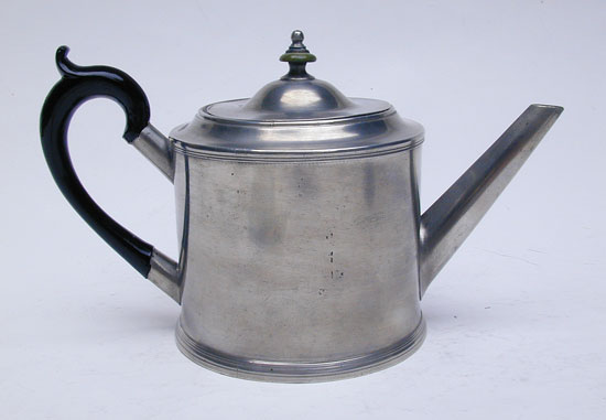 A Drum Shaped Export Pewter Teapot by Edgar Curtis & Co.﻿