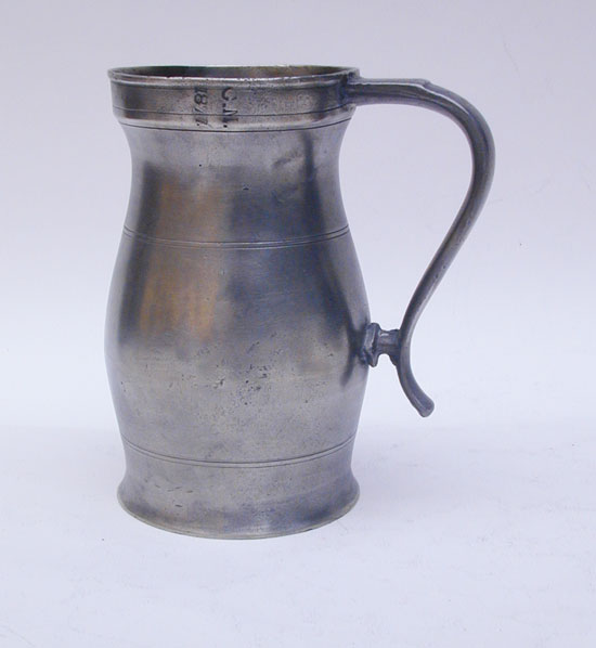 An Unmarked Boardman Pint Pewter Baluster Measure
