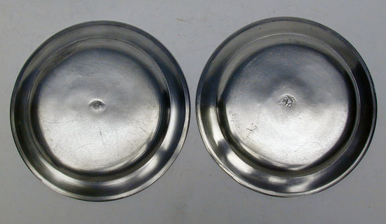 A Pair of Pewter Plates by Robert Palethorp. Jr.