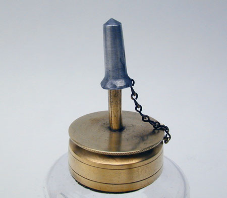 A Pewter and Glass Chamber Lamp by Smith & Co