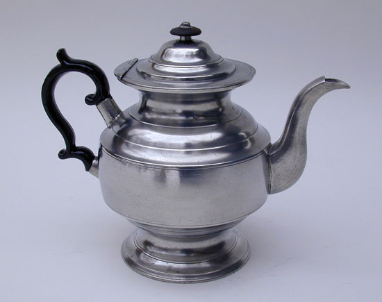 An Inverted Mold Pewter Teapot by Daniel Curtiss