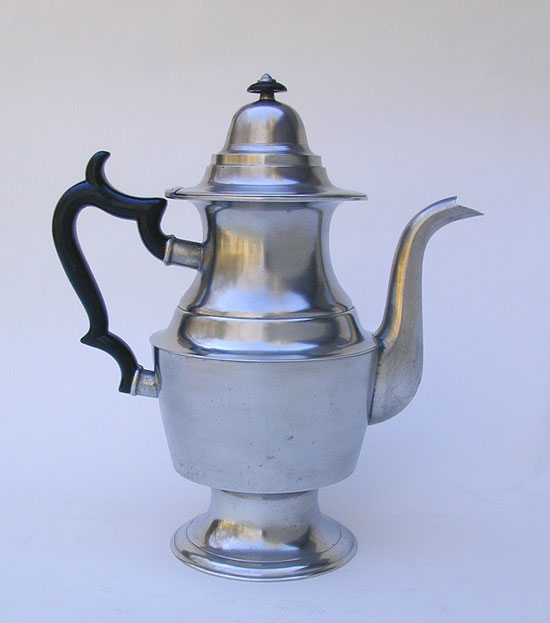 A Pewter Urn Form Coffeepot by Rufus Dunham