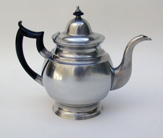 An Inverted Mold Pewter Teapot by I. Curtiss