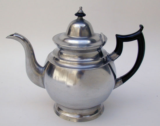 An Inverted Mold Pewter Teapot by I. Curtiss