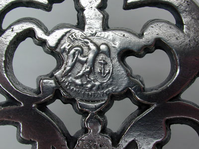 A Pewter Flower Handle Porringer by Samuel E. Hamlin