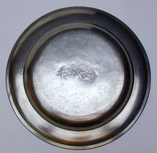 A Fine Single Reed Rim Pewter Plate by George Lightner