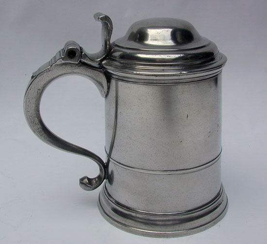 A Quart Pewter Export Tankard Marked TS