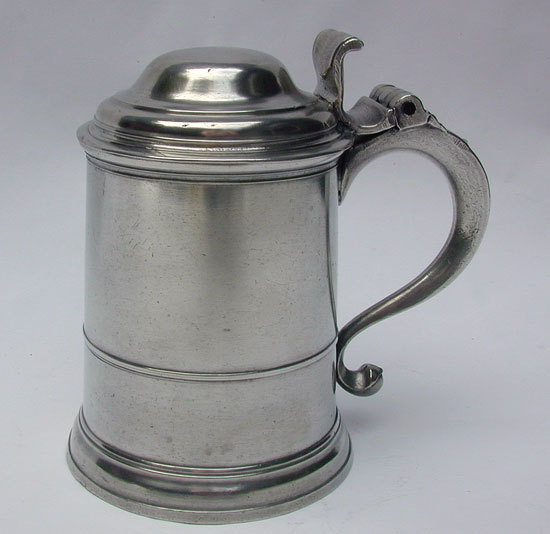 A Quart Pewter Export Tankard Marked TS