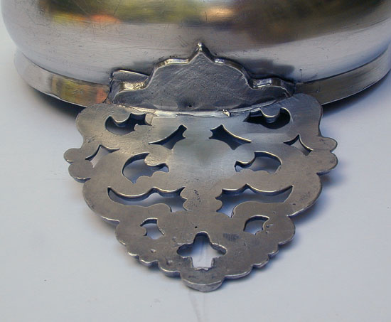 A Near Mint Pewter Flower Handle Porringer