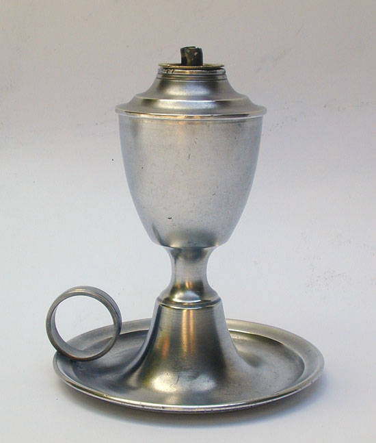 An Unmarked American Pewter Whale Oil Lamp 