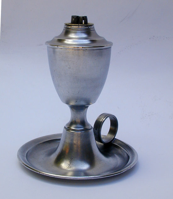 An Unmarked American Pewter Whale Oil Lamp 