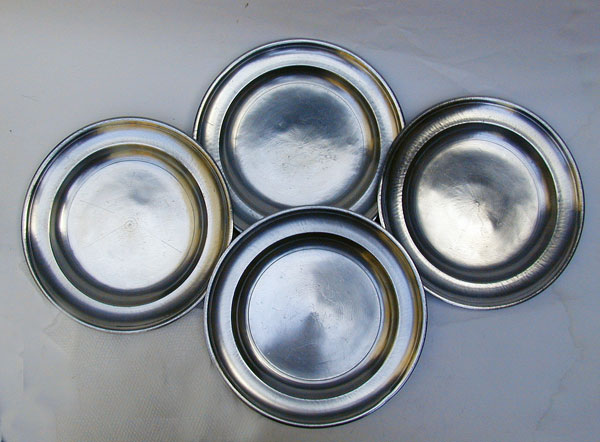 A Wonderful Set of Four Single Reed Rim Plates by Thomas Danforth III