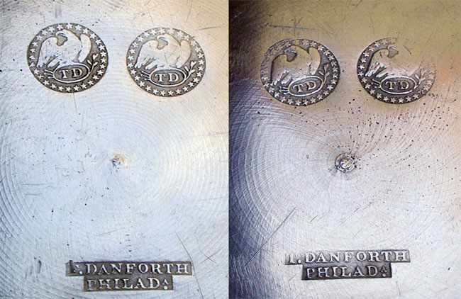 A Wonderful Set of Four Single Reed Rim Plates by Thomas Danforth III