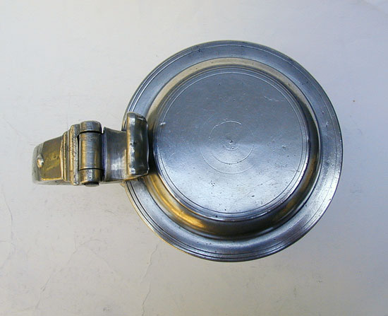 Quart Pewter Flat Lid Tankard by Henry Will of New York
