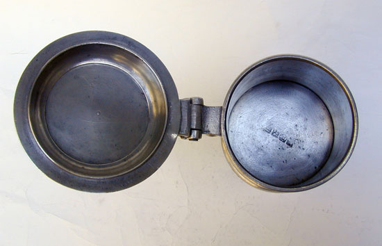 Quart Pewter Flat Lid Tankard by Henry Will of New York